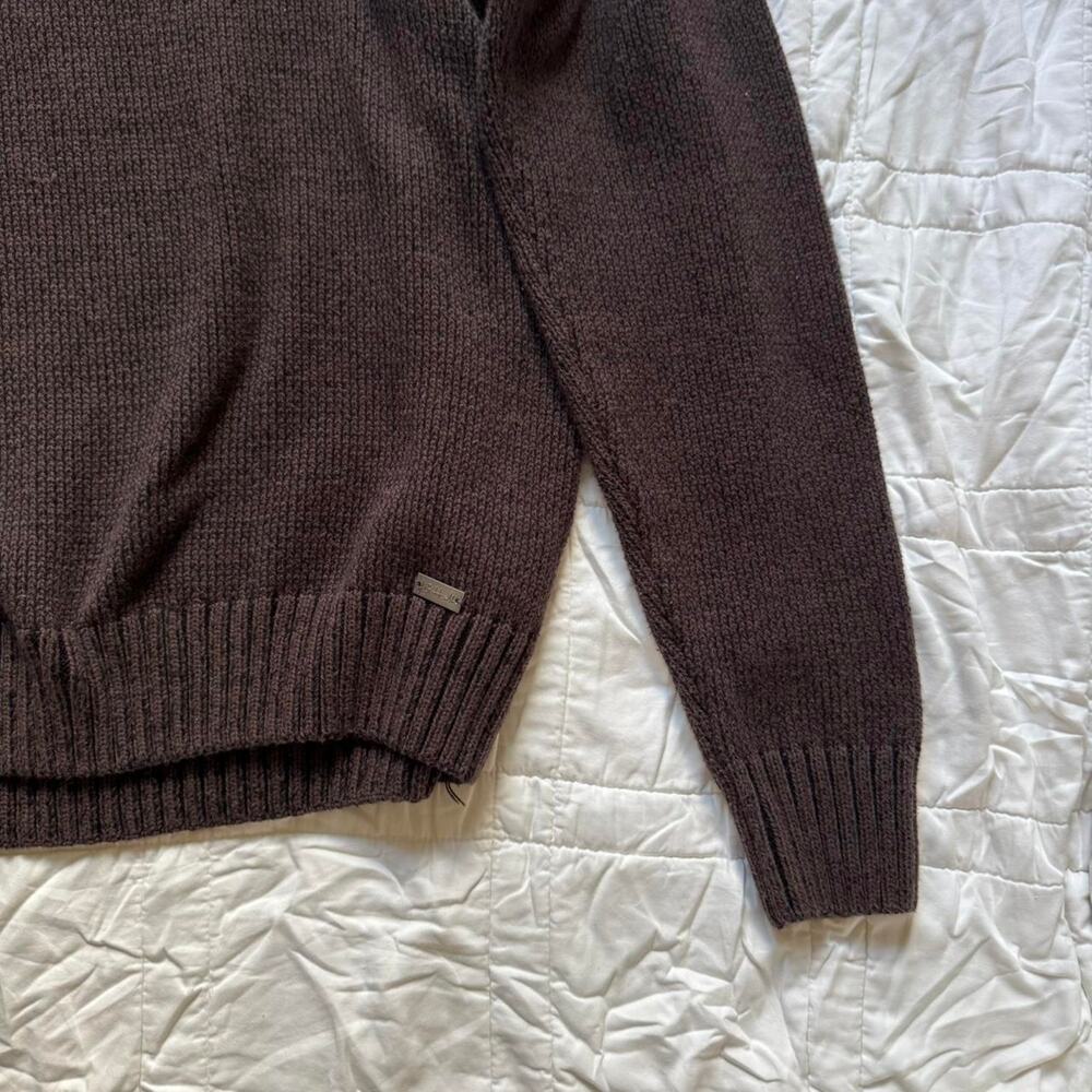 J.B. Holt dark brown mock neck sweater sz M knit fisherman old money preppy - Picture 4 of 8